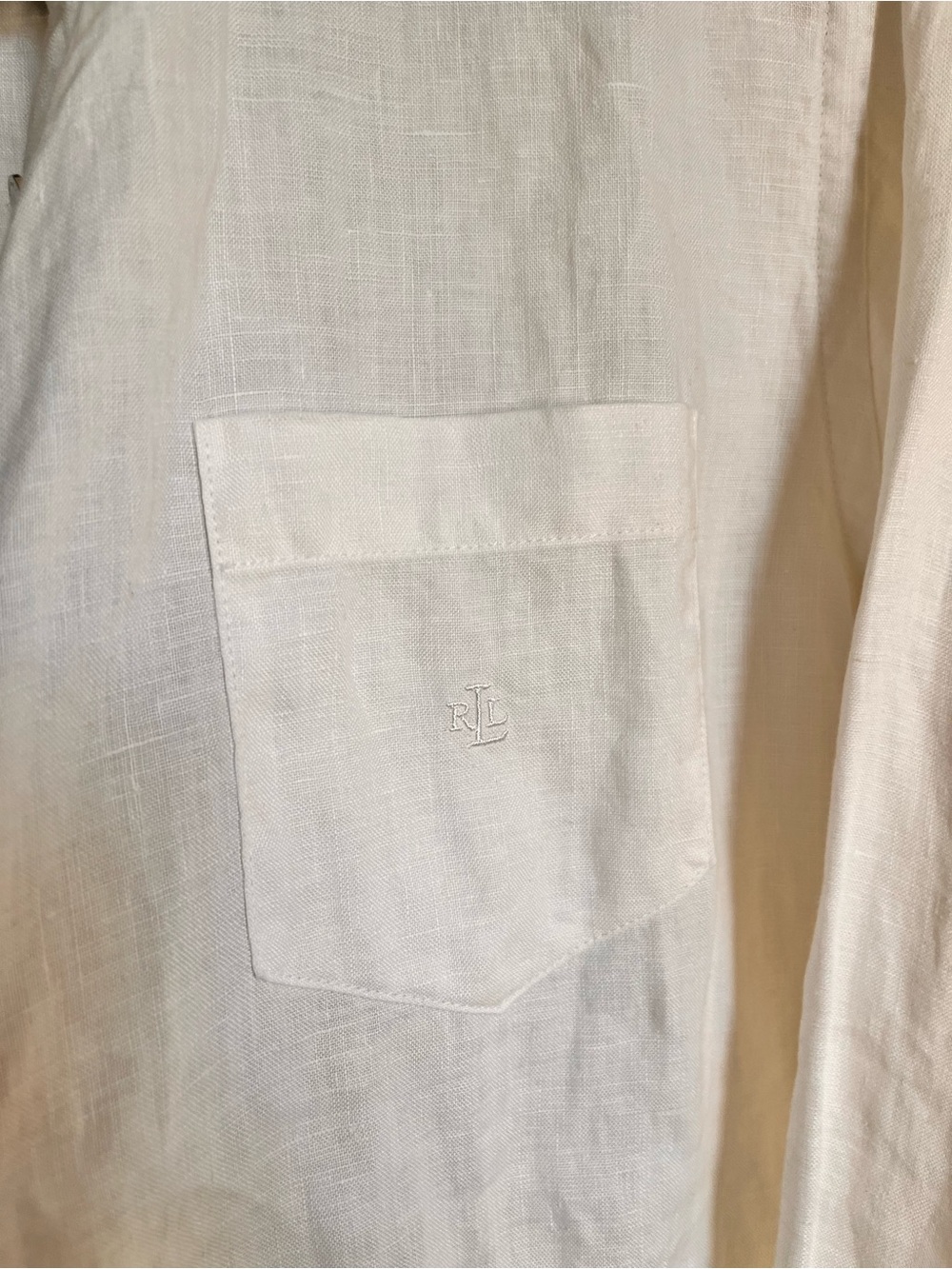 Lauren Ralph Lauren White Linen Button-Up Shirt Jacket - Picture 6 of 6